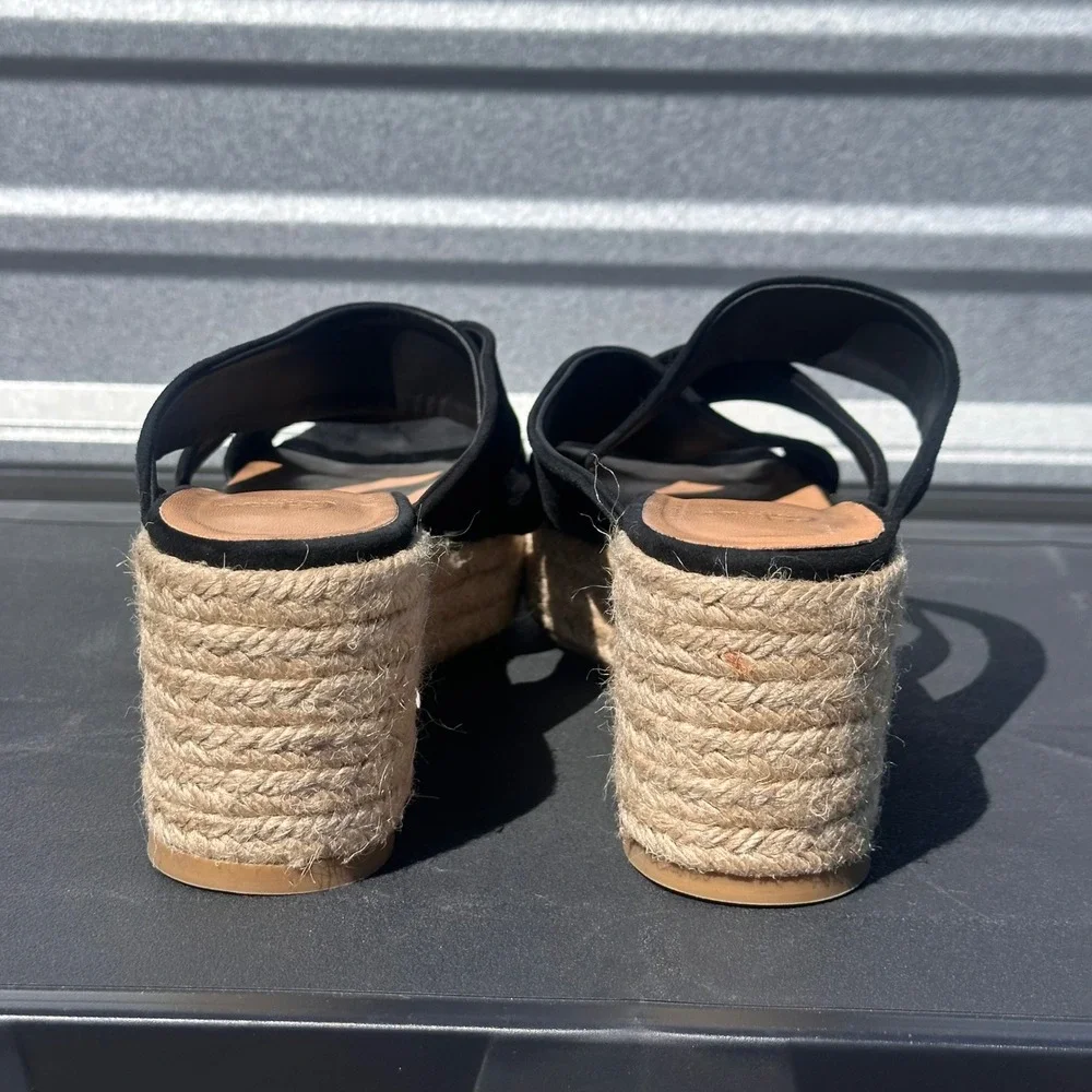 Castaner Black Suede Crisscross Espadrille Wedge Sandals Spain Size 39 Womens